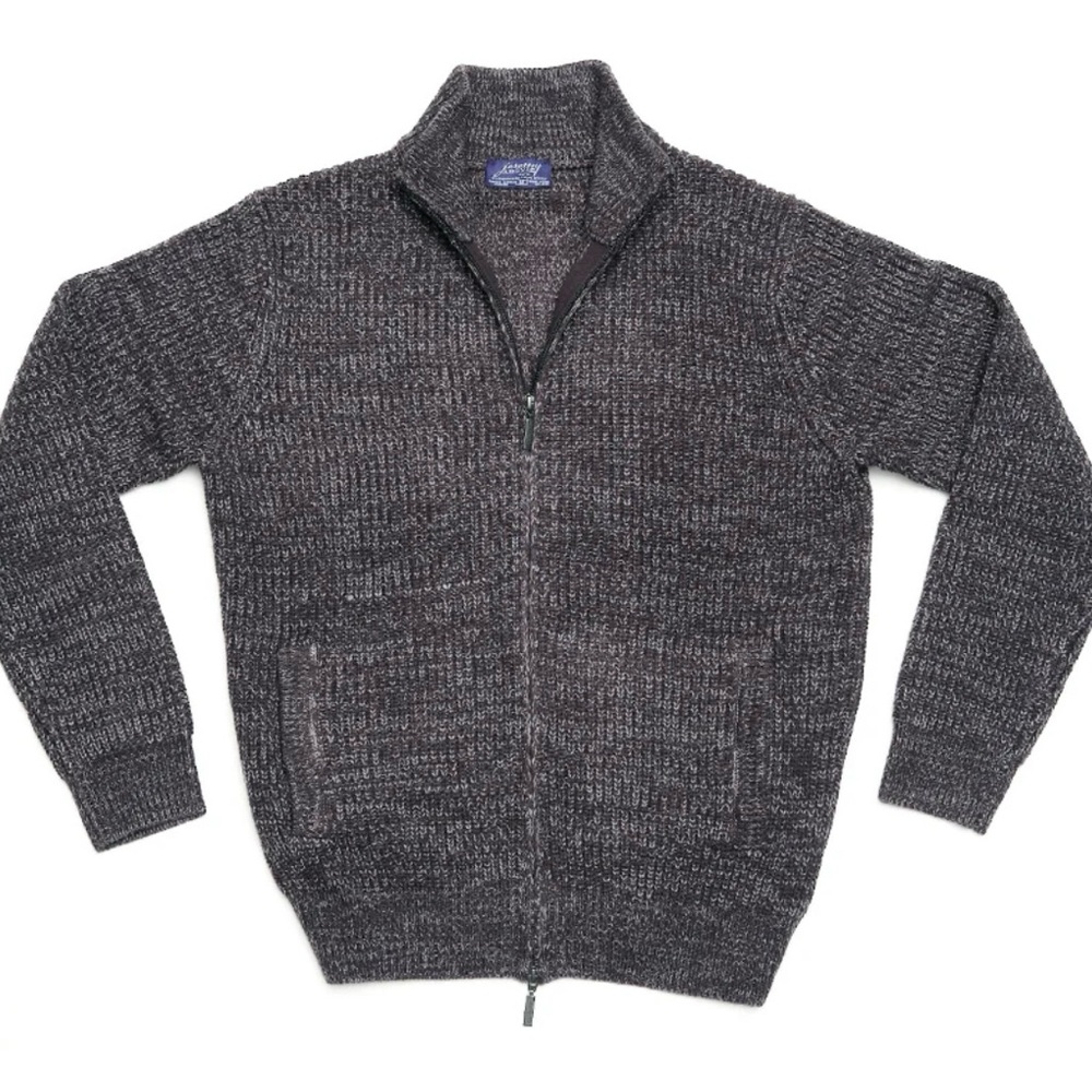 Jeremy Argyle Men’s‎ Sweater Full Zip Charcoal Cardigan Cashmere Blend Size L